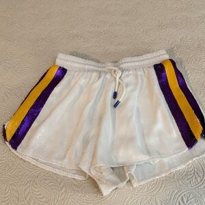 White, Yellow, Purple Sequin Women's Shorts